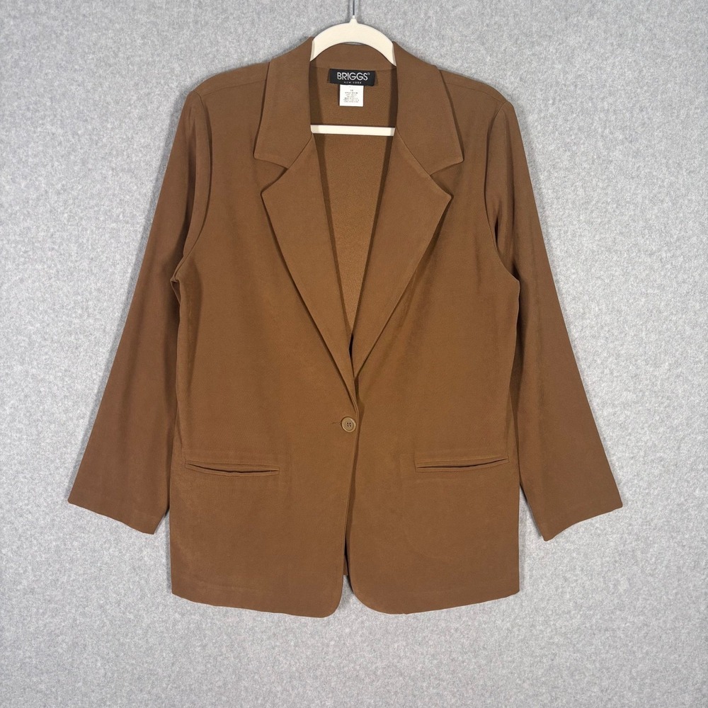 Vintage Briggs Blazer 14 Brown Stretch Neutral Minimalist 90s 80s Suit Masculine